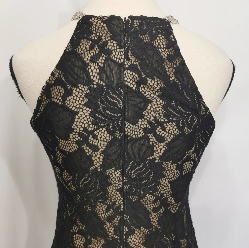 Betsy & Adam Black Lace Fit & Flare Mini Dress Cocktail Size 2 - Picture 5 of 9